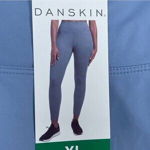 Danskin Lightweight Tight Yoga Leggings XL Blue 25" Inseam d0960